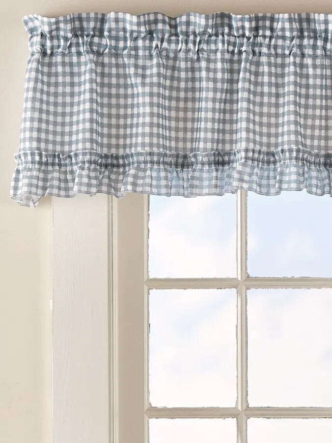 Classic Gingham Ruffles Rod Pocket Tailored Valance