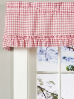 Classic Gingham Ruffles Rod Pocket Tailored Valance