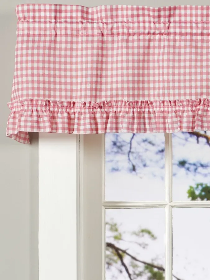 Classic Gingham Ruffles Rod Pocket Tailored Valance