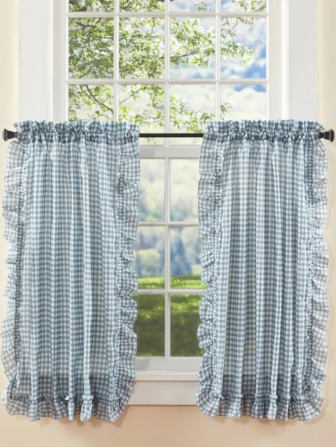 Classic Gingham Ruffles Rod Pocket Tiers