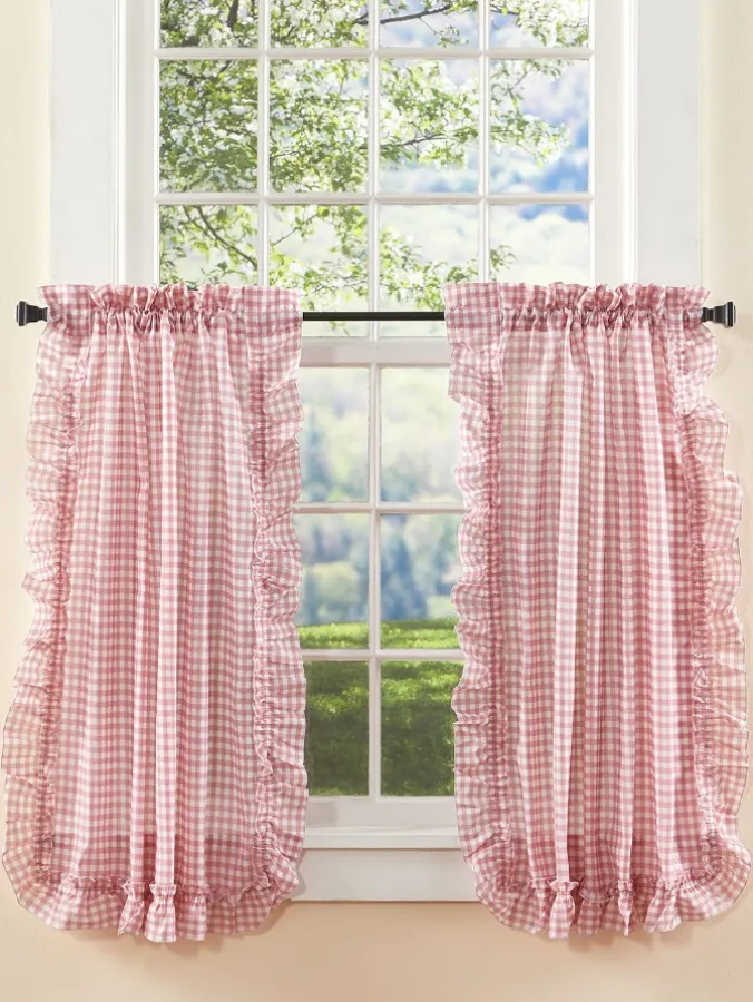 Classic Gingham Ruffles Rod Pocket Tiers
