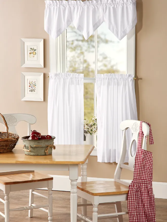 Classic Hemstitch Rod Pocket Three-Piece Handkerchief Valance by Country Curtains®