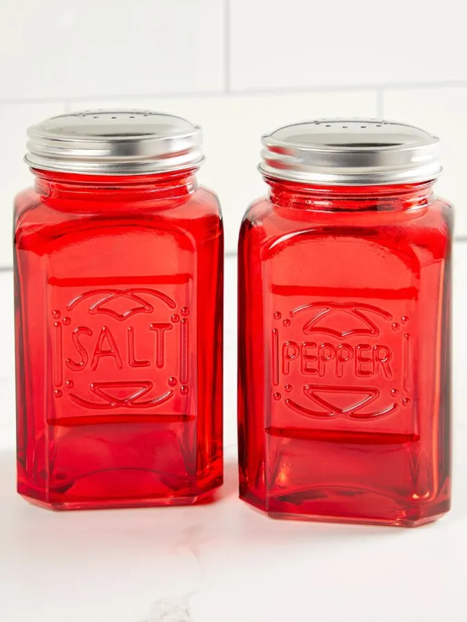 Classic Red Glass Salt and Pepper Shaker Set