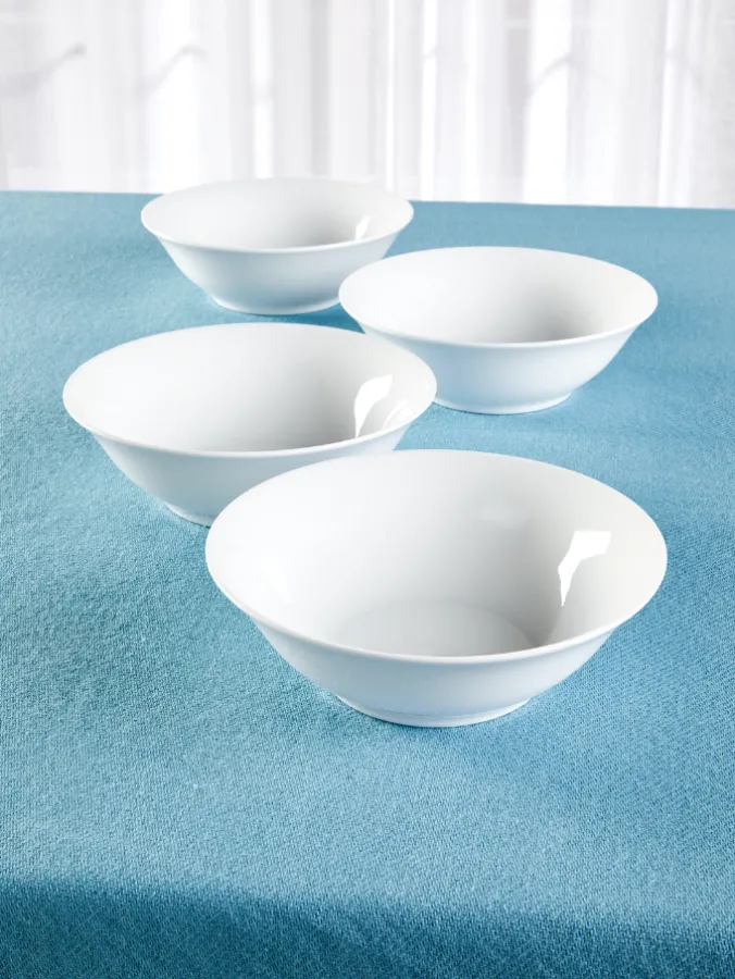 Classic White Ceramic Soup Bowl, Set of 4