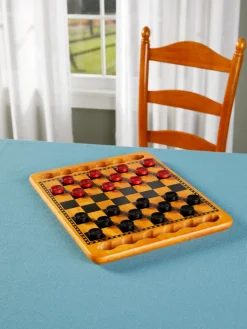 Classic Wooden Checker Board Game Set