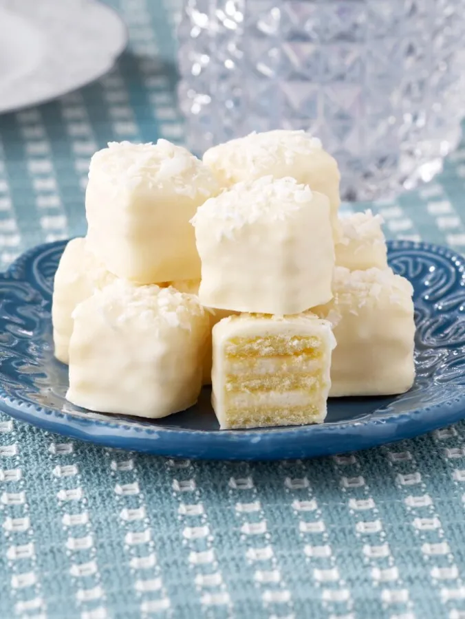 Coconut Lovers Petit Fours, 12 Mini Layer Cakes