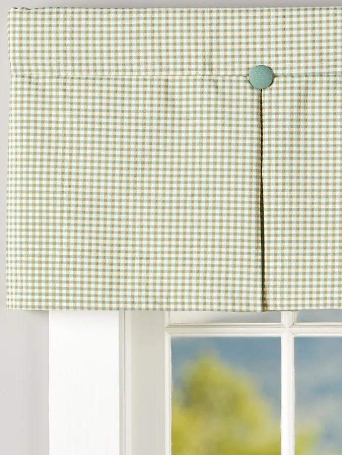 Colebrook Check Lined Pleated Button Valance by Country Curtains®