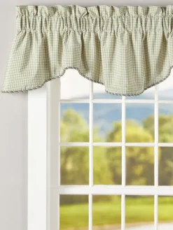 Colebrook Check Lined Rod Pocket Scalloped Valance by Country Curtains®