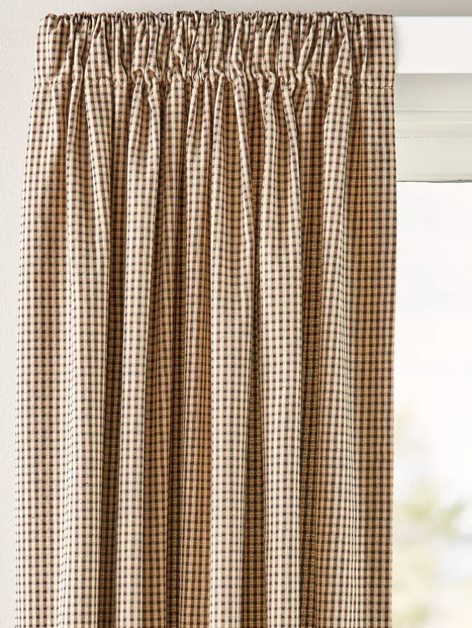 Colebrook Printed Check Lined Rod Pocket Curtains by Country Curtains®