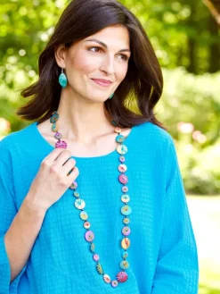 Colorful Wood Button Necklace