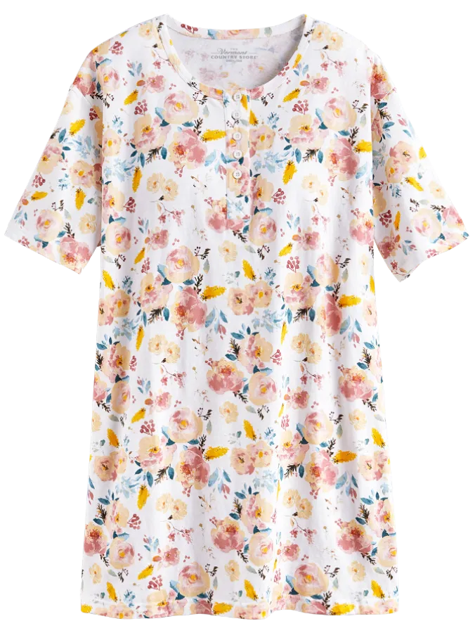 Comfort Knit Printed Cotton Short Nightgown
