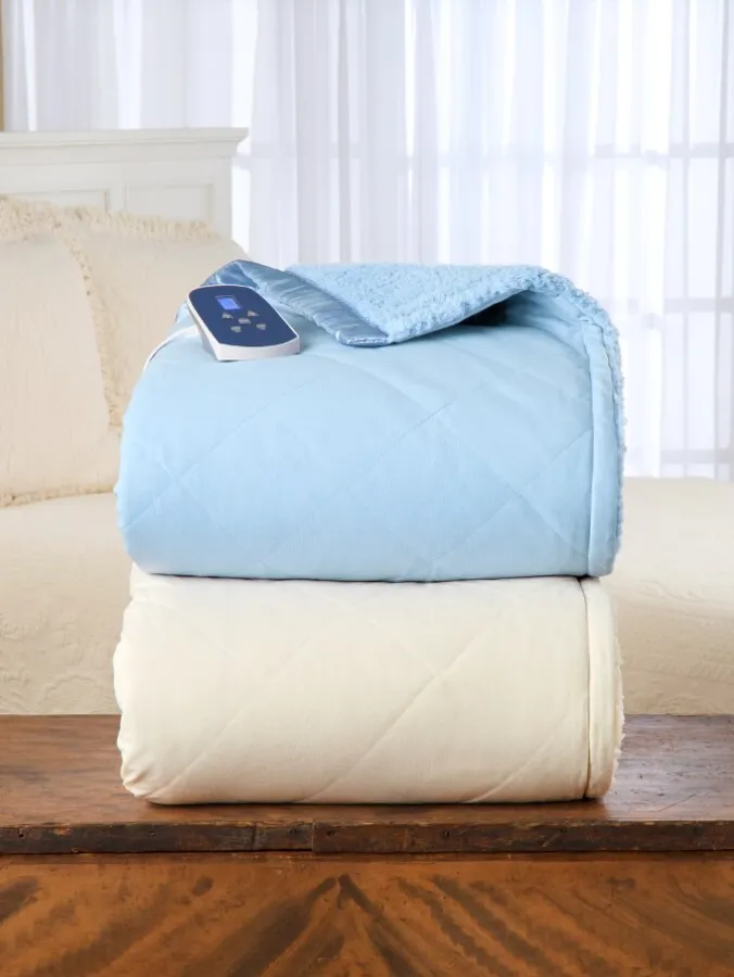 Comfort Plush Sherpa Fleece Microfiber Heated Blanket