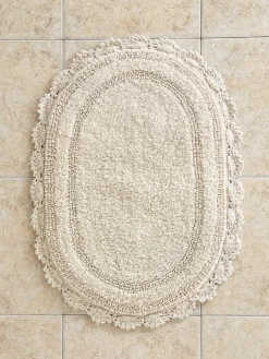 Comfort Step Bath Rug With Crocheted Border