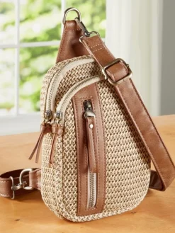 Convertible Straw Sling Bag