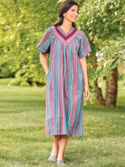 Cool Stripe Seersucker Muumuu