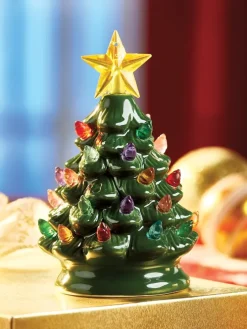 Cordless 5 Inch Mini Ceramic Christmas Tree
