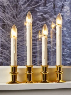 Cordless LED Window Candle With Adjustable Base, Set of 4