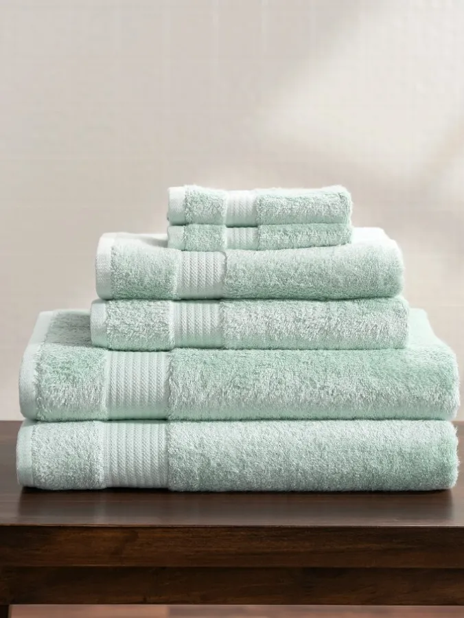 Cotton and Viscose Bamboo Six-Piece Towel Set