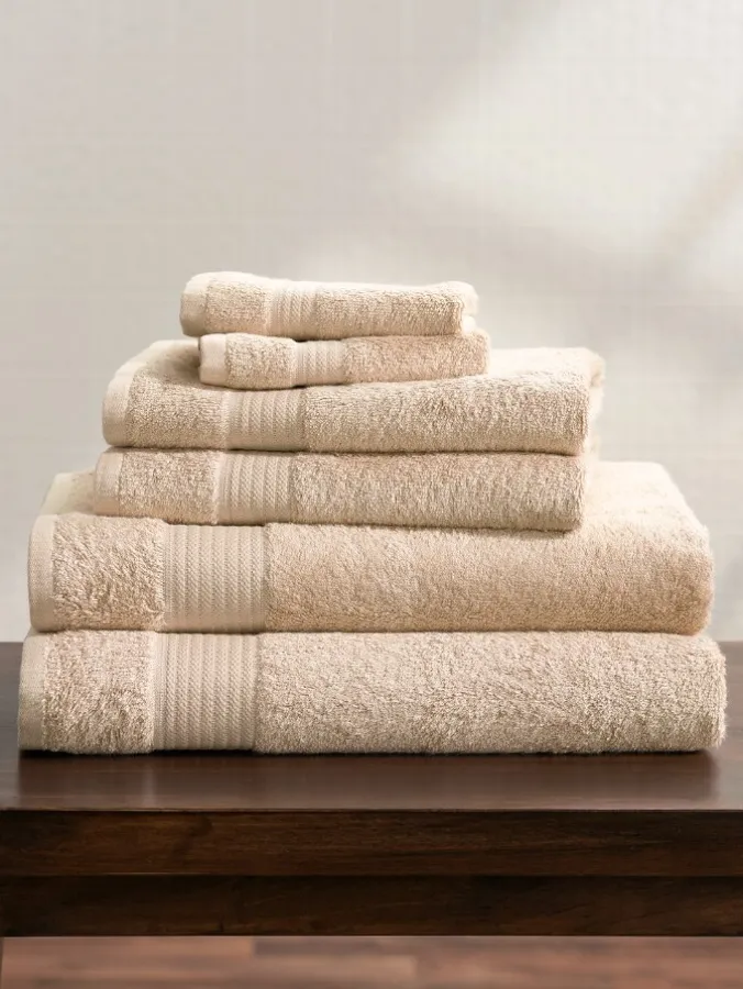Cotton and Viscose Bamboo Six-Piece Towel Set