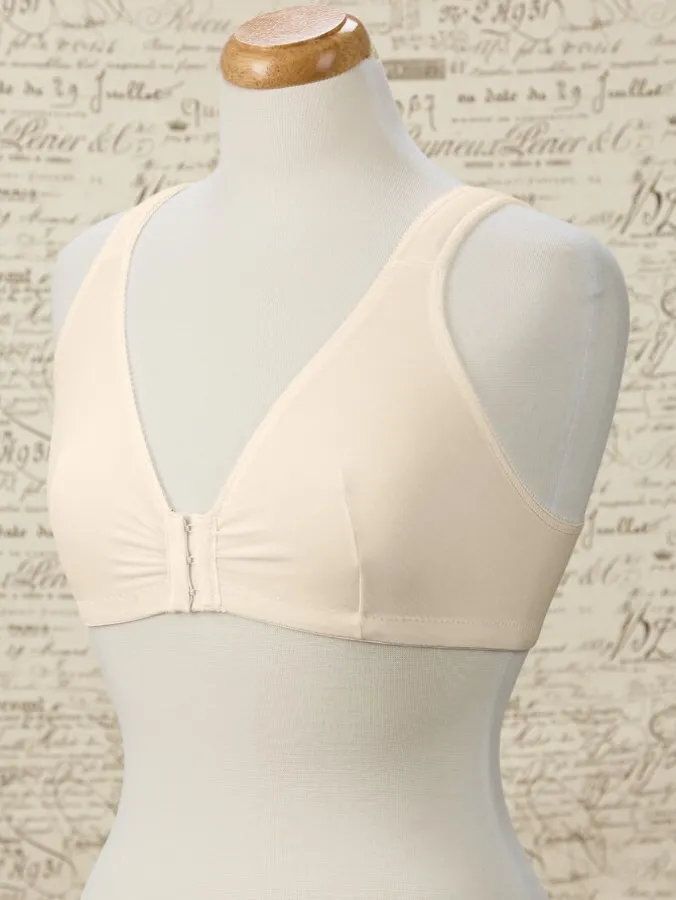 Cotton Knit Front-Closure Wireless Leisure Bra
