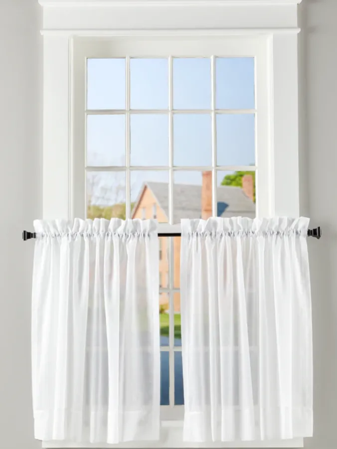 Cotton Voile Semi-Sheer Rod Pocket Tiers by Country Curtains®