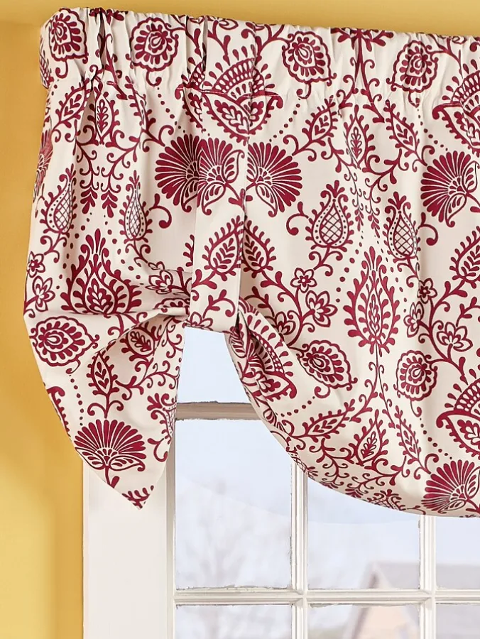 Country Floral Lined Rod Pocket Tie-Up Valance