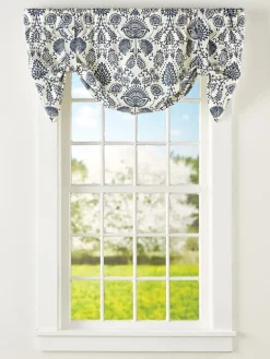 Country Floral Lined Rod Pocket Tie-Up Valance