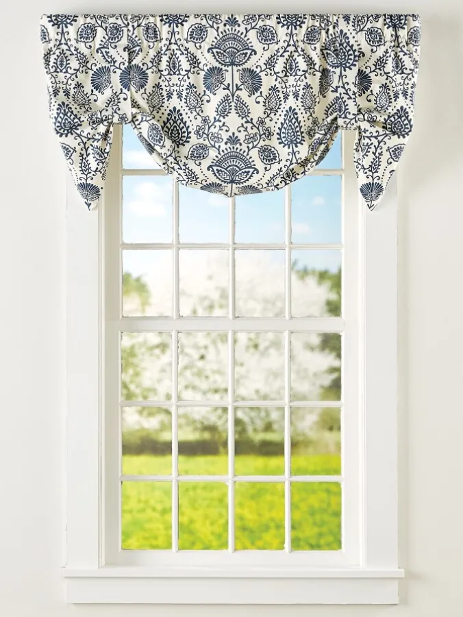 Country Floral Lined Rod Pocket Tie-Up Valance