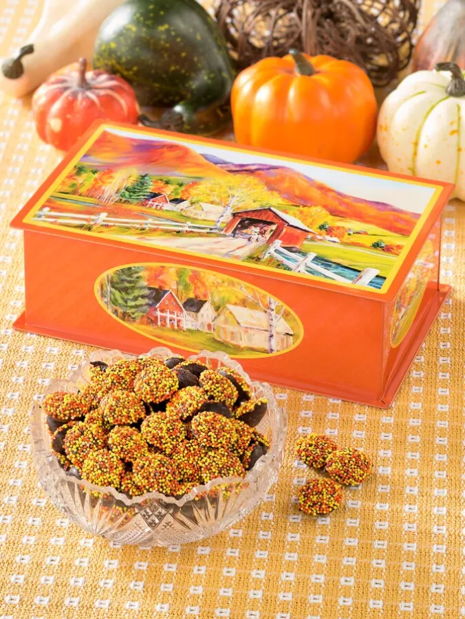Covered Bridge Tin With Autumn Nonpareils
