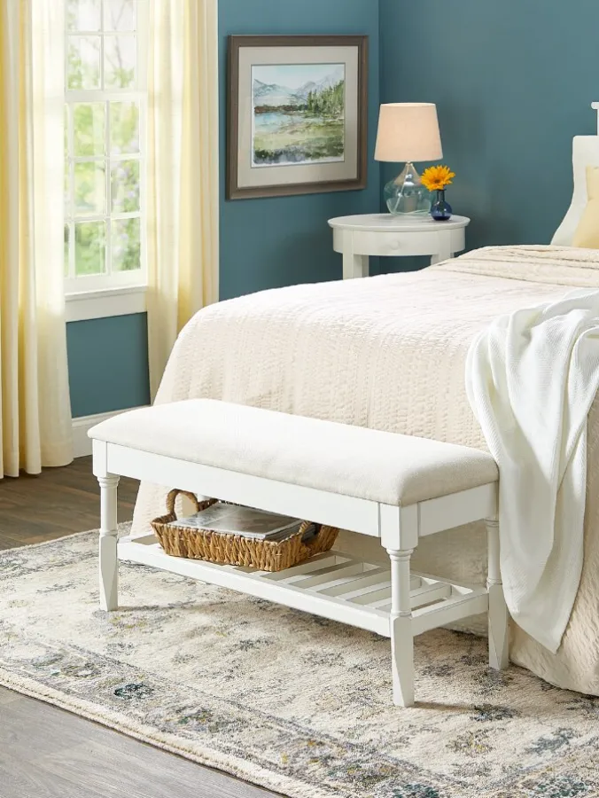 Craftsbury Solid Wood Upholstered Bench