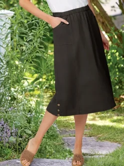 Crinkle Cotton A-Line Midi Skirt