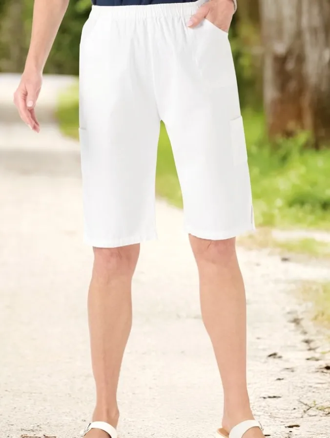 Crinkle Cotton 12-Inch Bermuda Shorts