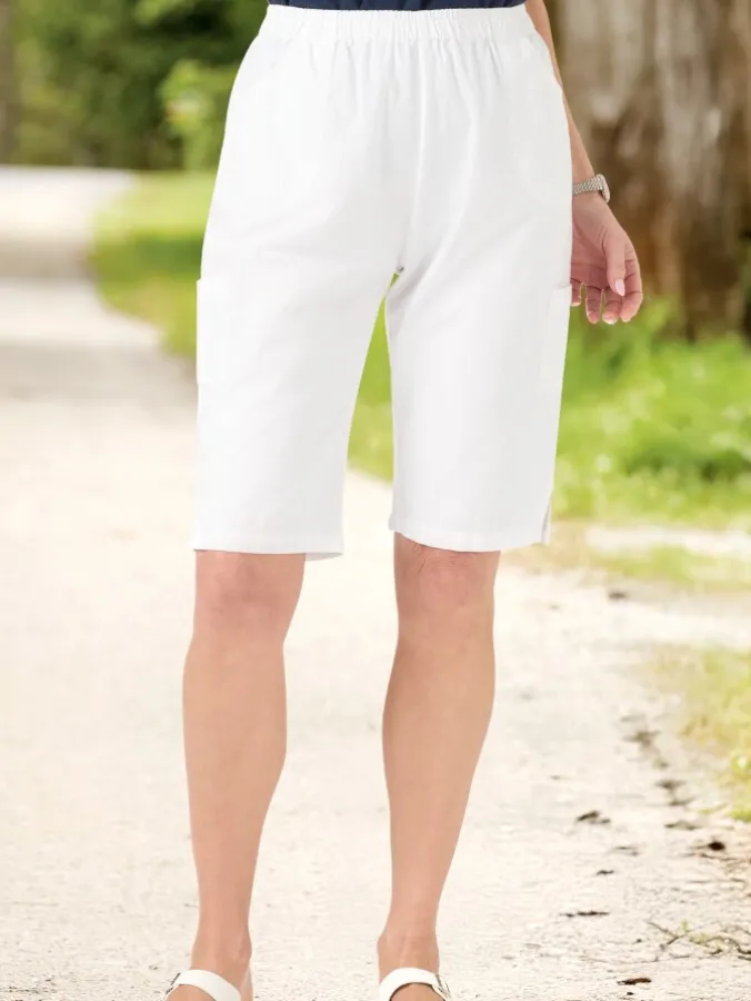 Crinkle Cotton 12-Inch Bermuda Shorts