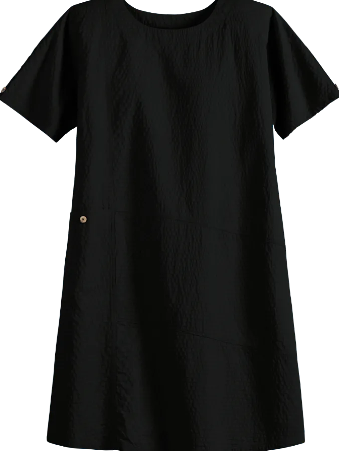 Crinkle Cotton Short-Sleeve Dress