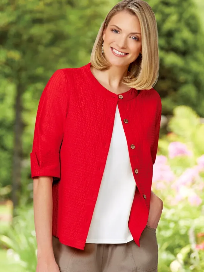 Crinkle Cotton Topper Jacket