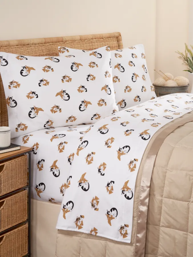 Cuddling Kittens Portuguese Cotton Flannel Sheet Set