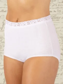 Dixie Belle Women's Mid-Rise Cotton Briefs With Lace Trim, 3 Pack