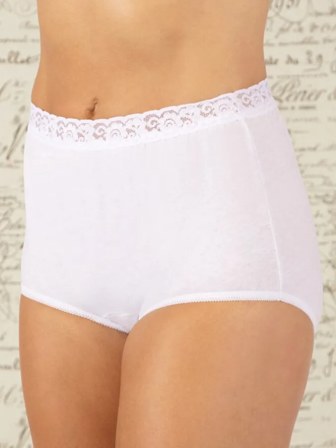 Dixie Belle Women's Mid-Rise Cotton Briefs With Lace Trim, 3 Pack