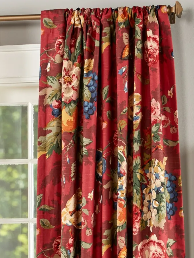 Dorchester Floral Lined Rod Pocket Curtains