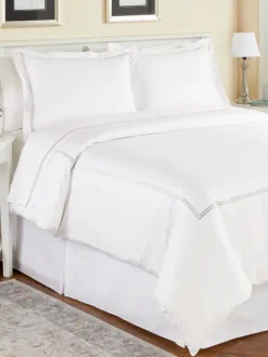 Double Stripe Long-Staple Cotton Sateen Duvet Cover and Pillow Sham Set