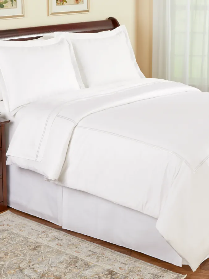 Double Stripe Long-Staple Cotton Sateen Duvet Cover and Pillow Sham Set