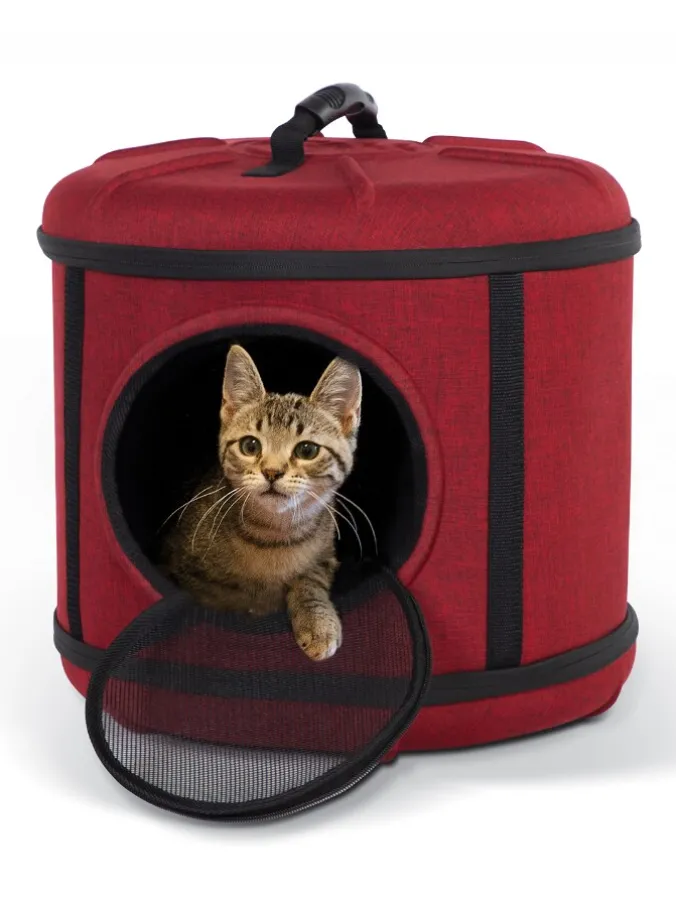 Dual Cat Carrier and Hideaway Hut