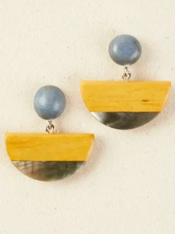Earthtone Wooden Half Moon Earrings