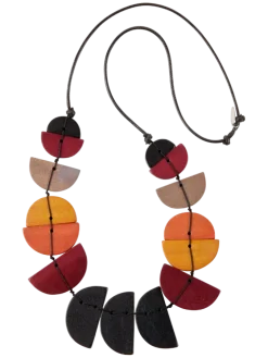 Earthtone Wooden Half Moon Necklace