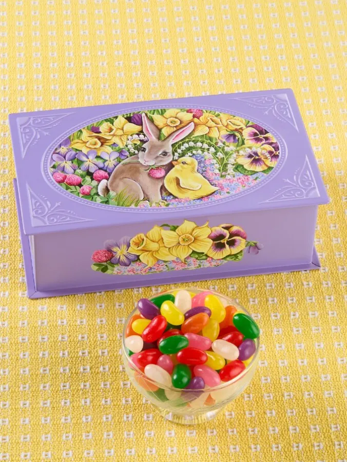 Easter Bunny and Spring Chick Tin With Pectin Jelly Beans