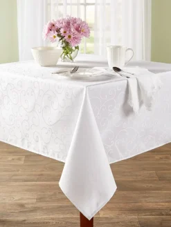 Easy-Clean Coated Jacquard Tablecloth