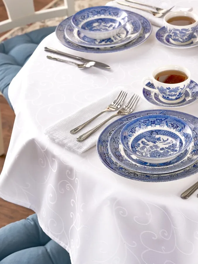 Easy-Clean Coated Jacquard Tablecloth