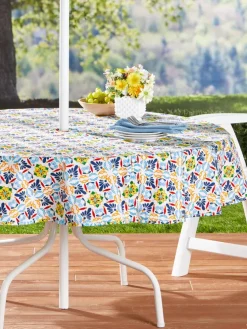 Easy Clean Coated Umbrella Tablecloth
