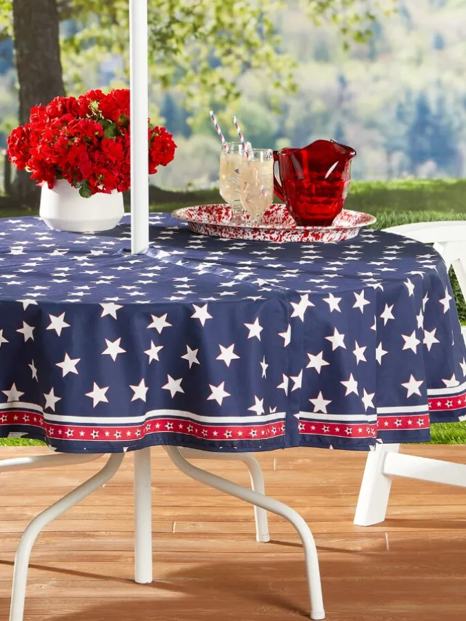 Easy Clean Coated Umbrella Tablecloth
