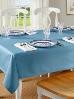Easy Clean Solid Color Coated Tablecloth